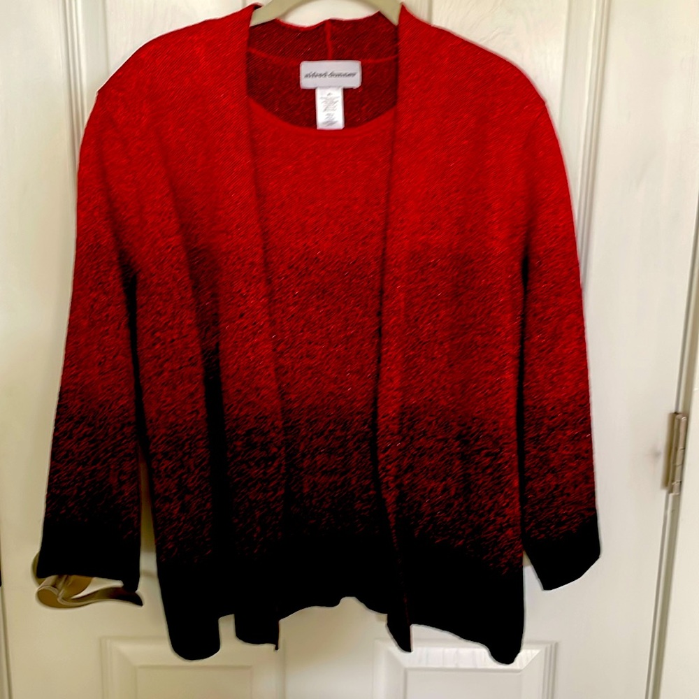 Alfred Dunner XL, pullover top with attached sweater in red and black. Classy.